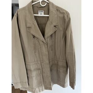 Old Navy Women Teen XL Khaki Cotton Jacket Utility Military Grunge Outdoors